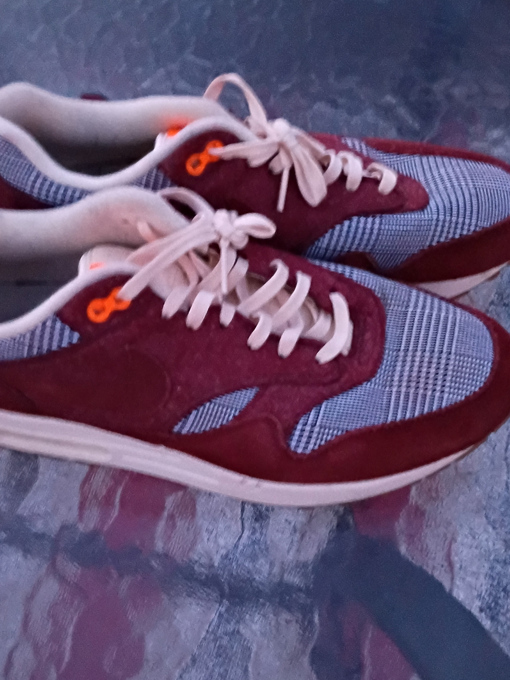 Nike Men's Burgundy and Gray Lace-Up Sneakers